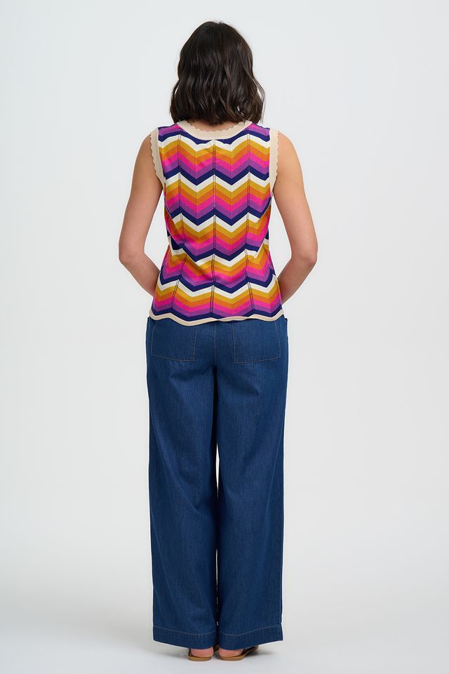 Sugarhill Brighton Rosy Knit Vest-Multi Sunset Chevron