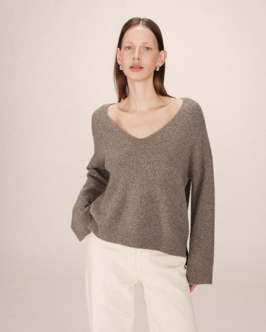 Grace & Mila Salvador Lurex Sweater - Taupe