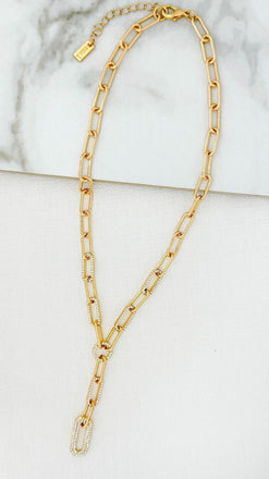 Envy Gold Pavé Link Drop Necklace