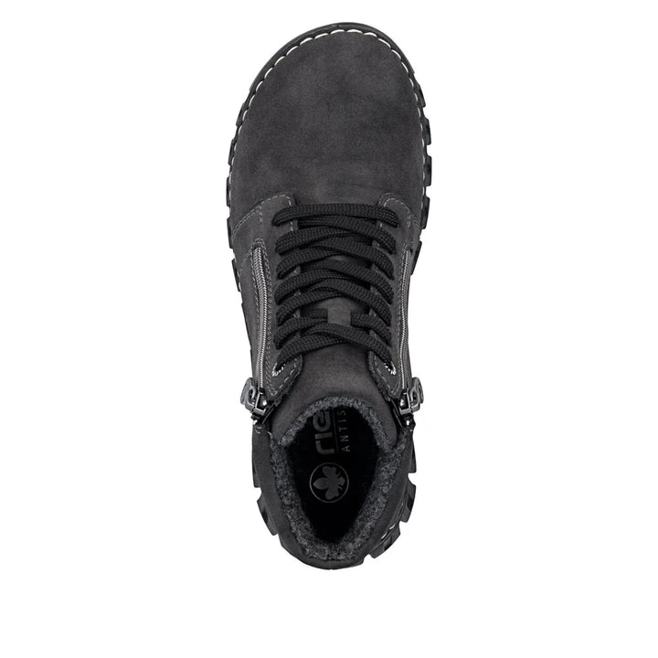 Rieker Ladies Grey Zip & Lace Mid-Calf Boots