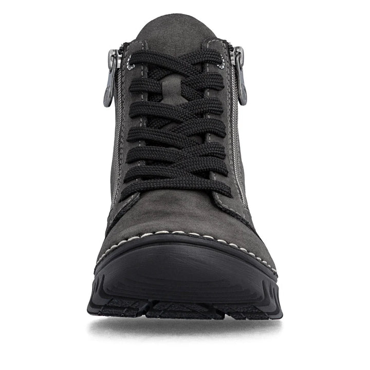 Rieker Ladies Grey Zip & Lace Mid-Calf Boots