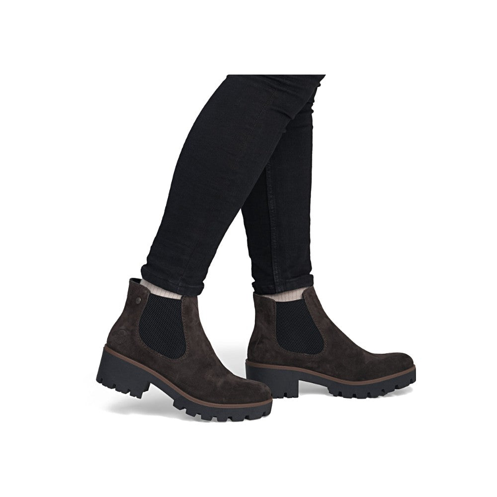 Rieker Suede Chelsea Brown Ankle Boots