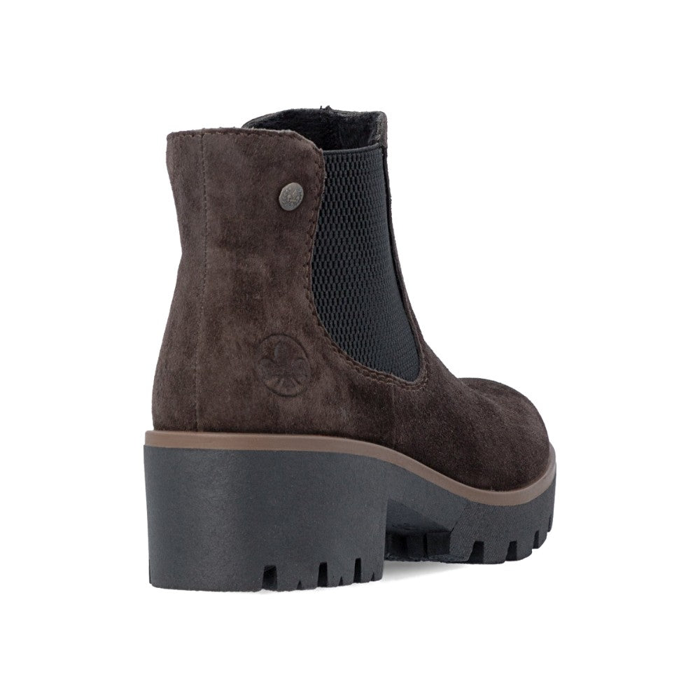 Rieker Suede Chelsea Brown Ankle Boots