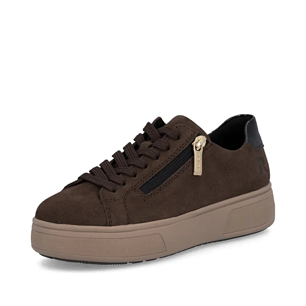 Rieker Brown Suede Zip Trainers