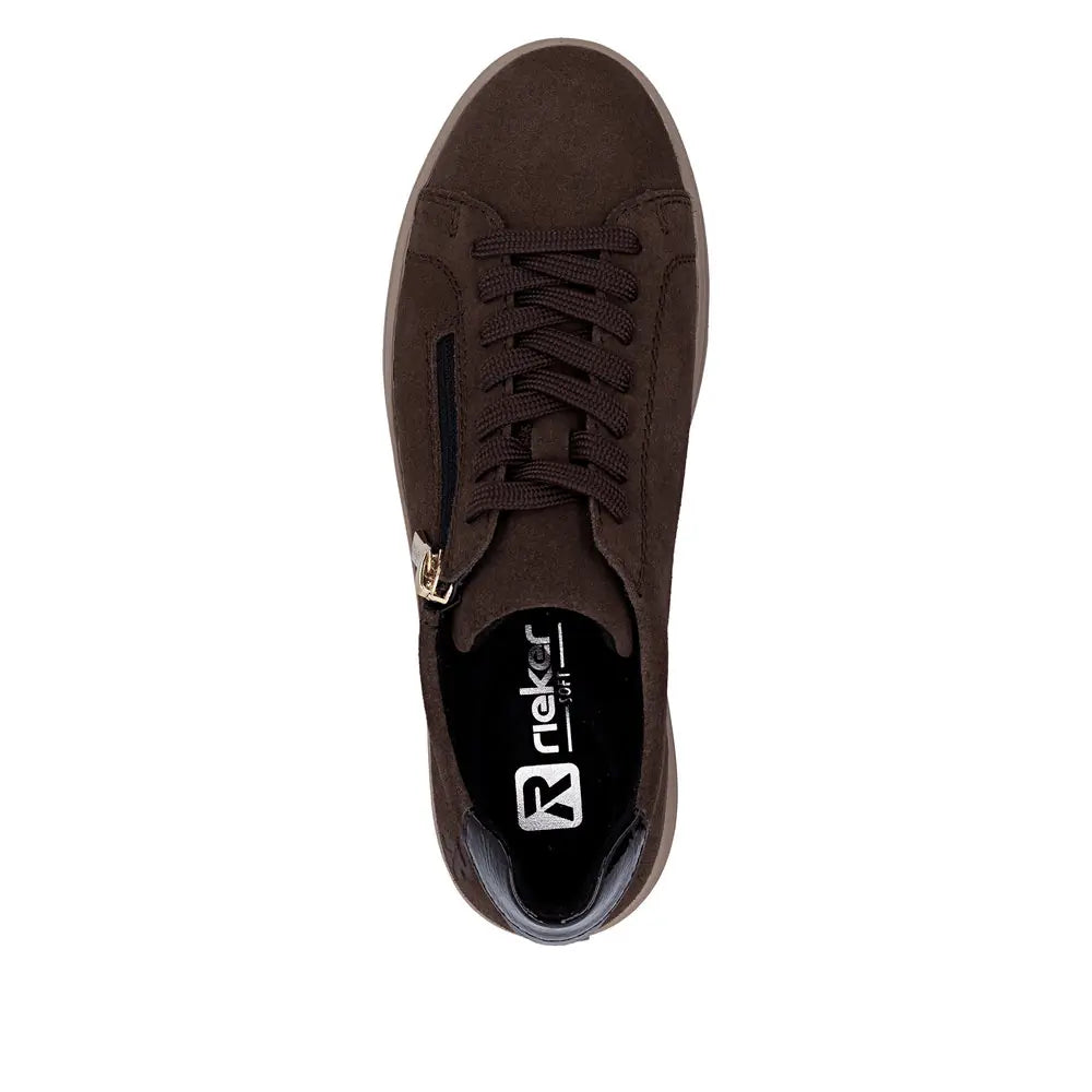Rieker Brown Suede Zip Trainers