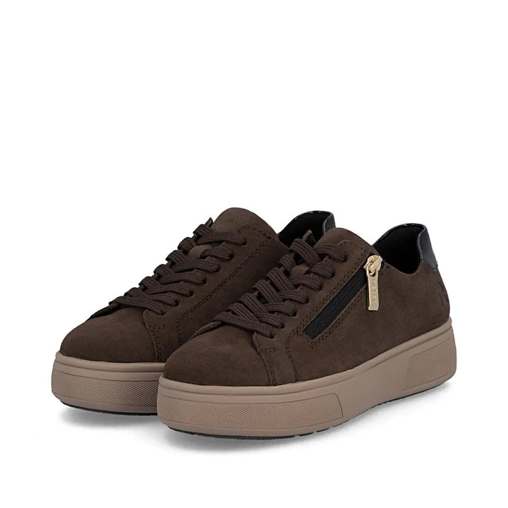 Rieker Brown Suede Zip Trainers