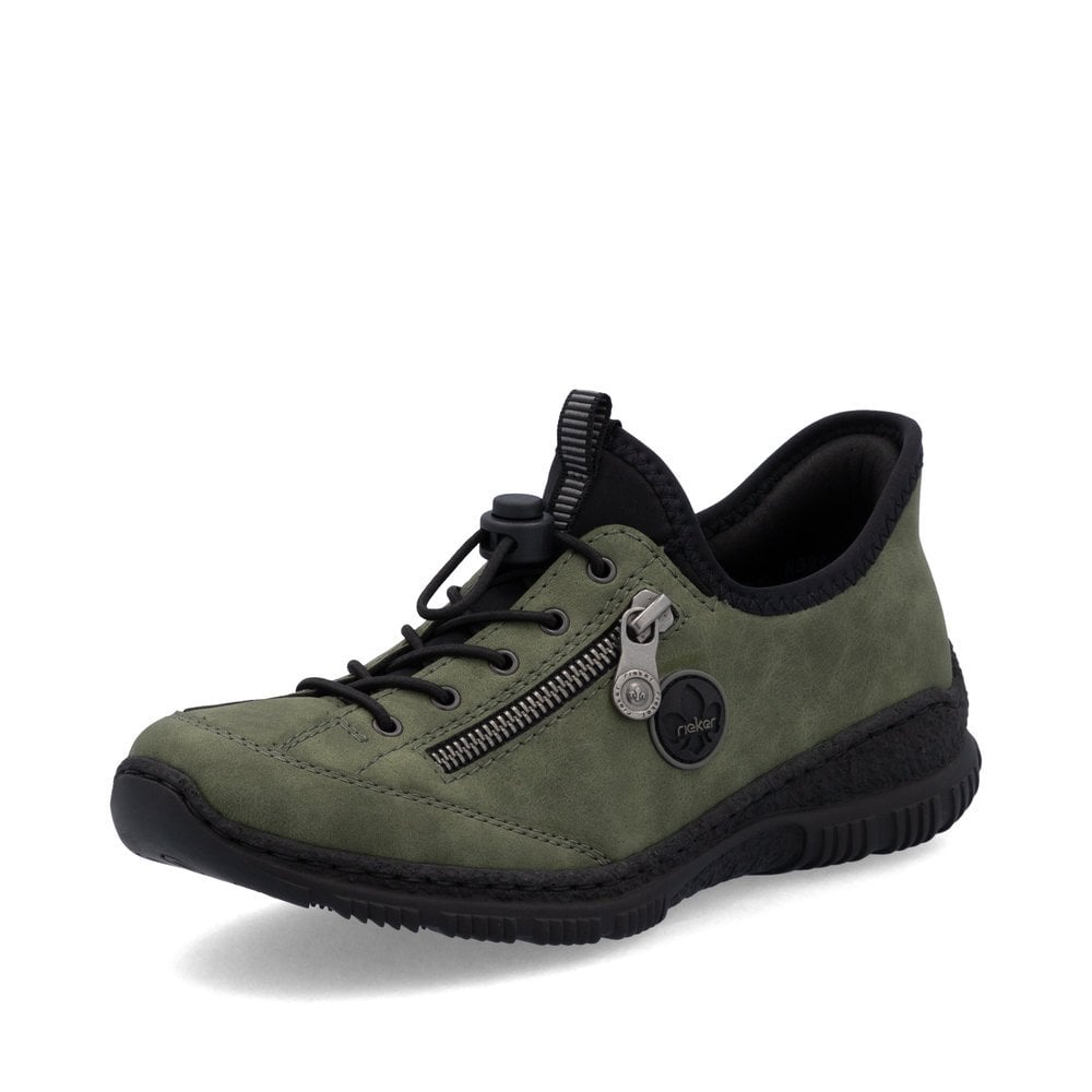 Rieker Ladies Elasticated Trainers- Green