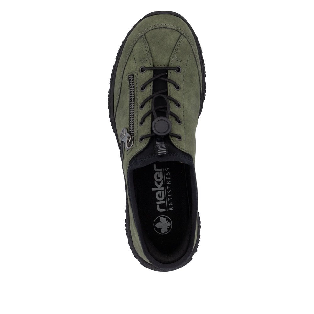 Rieker Ladies Elasticated Trainers- Green