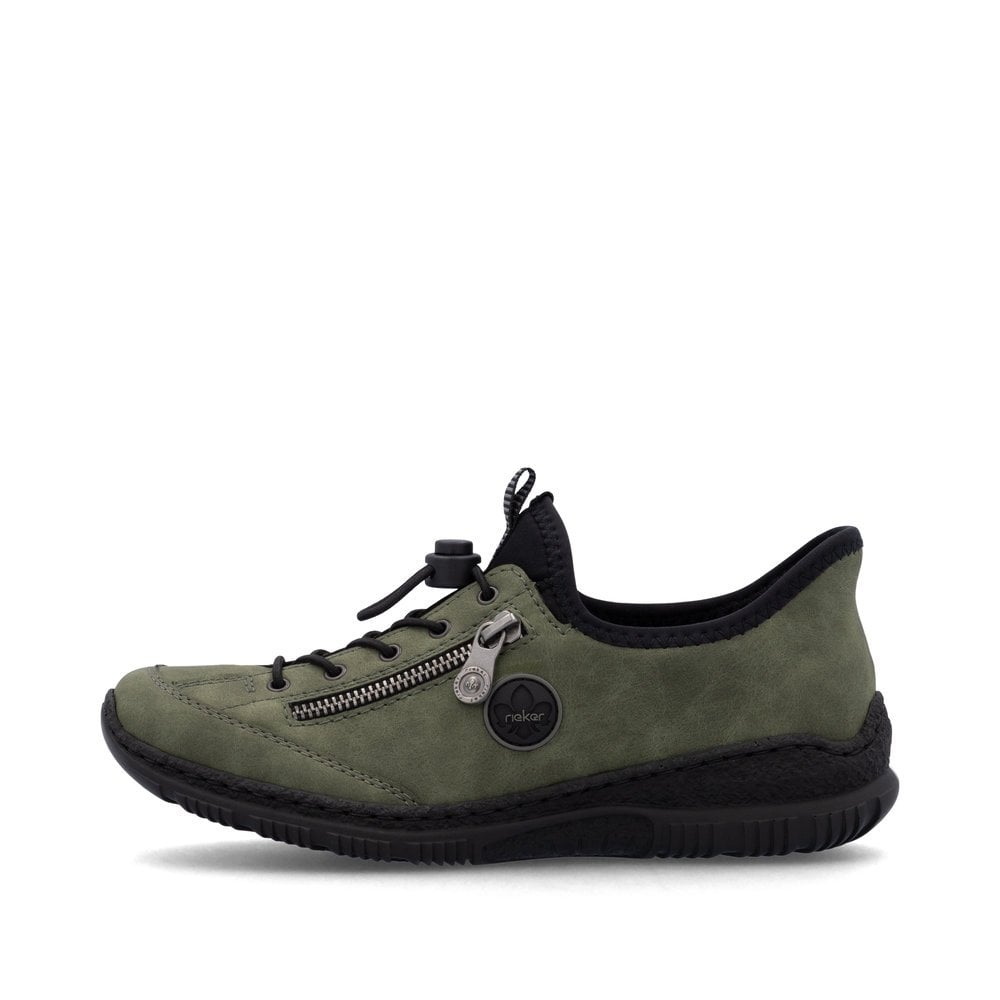 Rieker Ladies Elasticated Trainers- Green