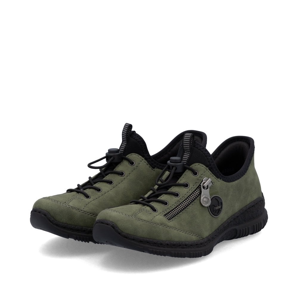 Rieker Ladies Elasticated Trainers- Green