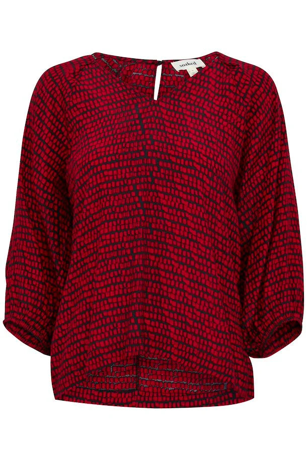 Soaked In Luxury Slaize Blouse- Salsa Square Print