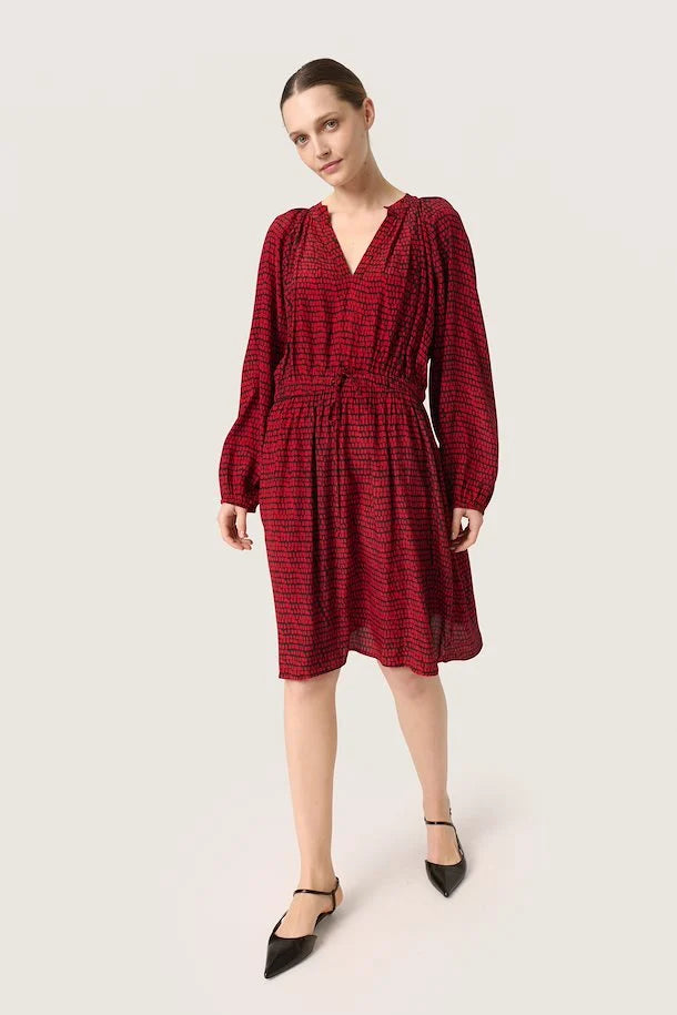 Soaked In Luxury Slalize Dress- Salsa Square Print