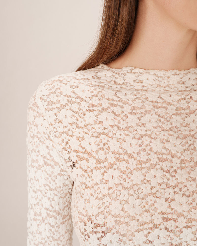 Grace & Mila Shady Stretch Lace T-Shirt - Ecru