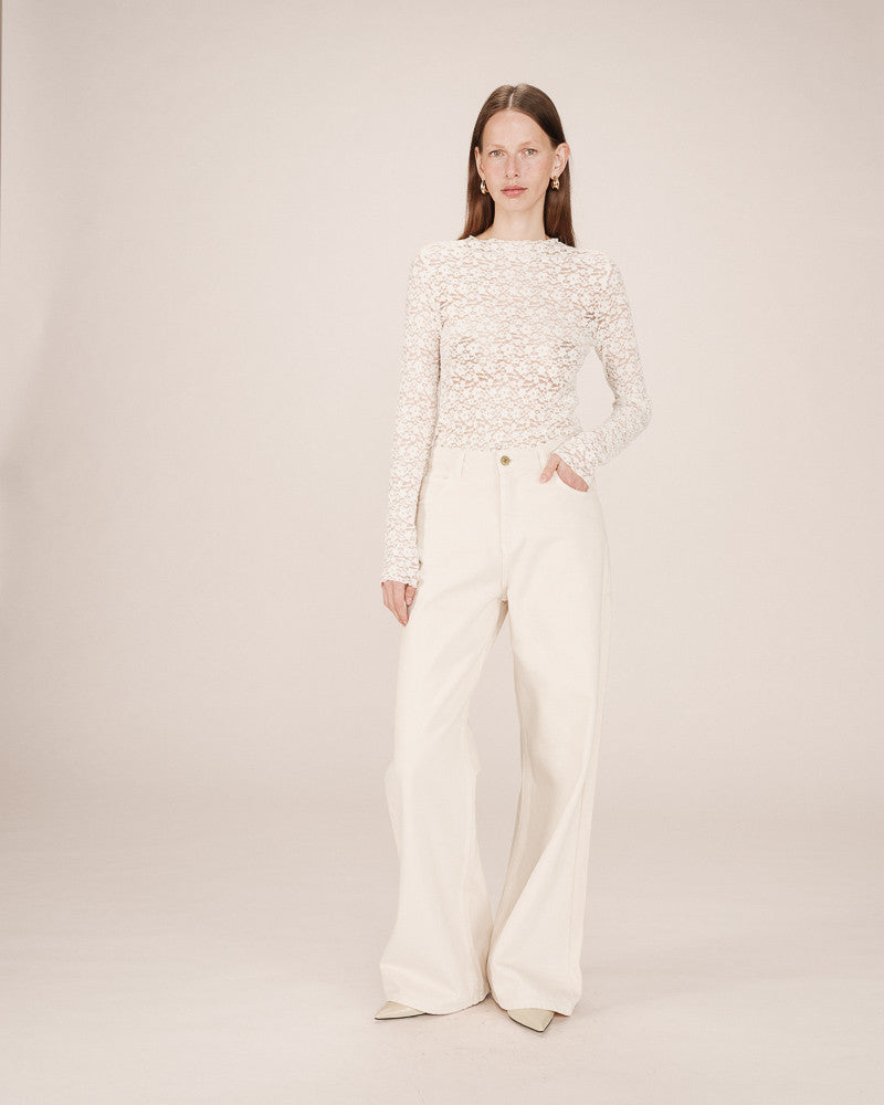 Grace & Mila Shady Stretch Lace T-Shirt - Ecru