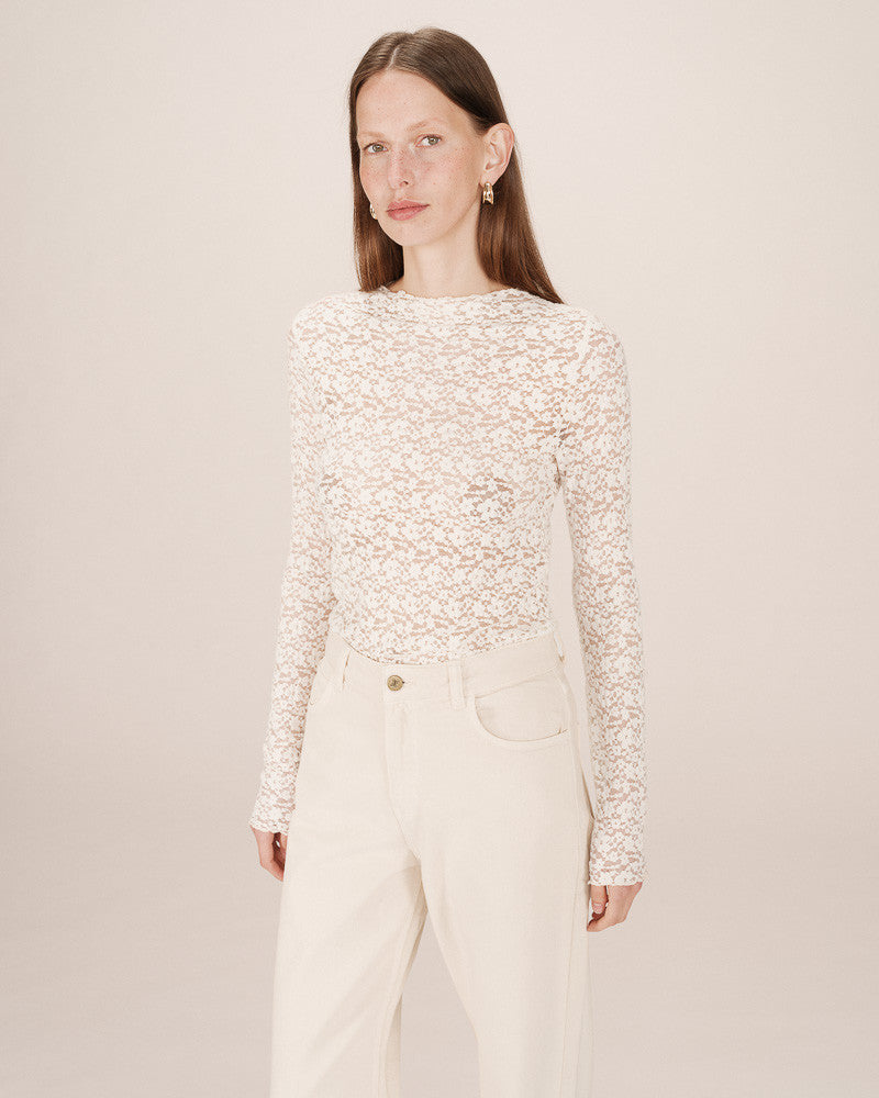 Grace & Mila Shady Stretch Lace T-Shirt - Ecru