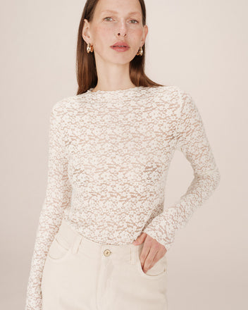 Grace & Mila Shady Stretch Lace T-Shirt - Ecru