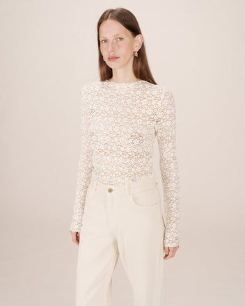 Grace & Mila Shady Stretch Lace T-Shirt - Ecru