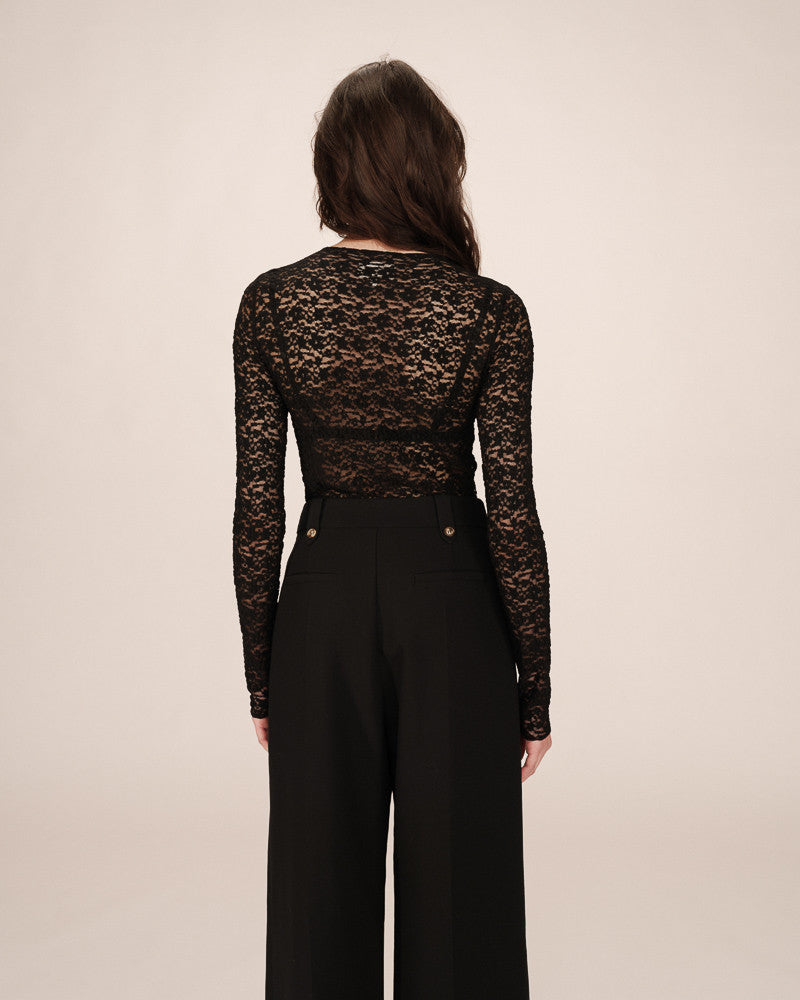 Grace & Mila Shady Stretch Lace T-Shirt - Noir