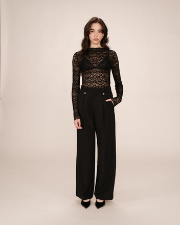 Grace & Mila Shady Stretch Lace T-Shirt - Noir