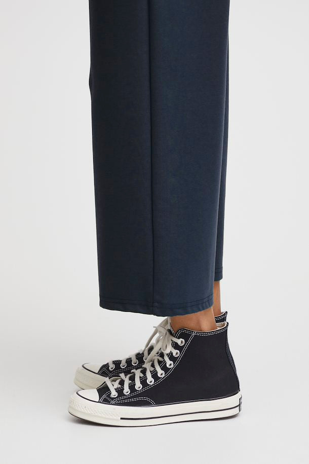 Ichi IHKate Wide Leg Cropped Pants-Total eclipse