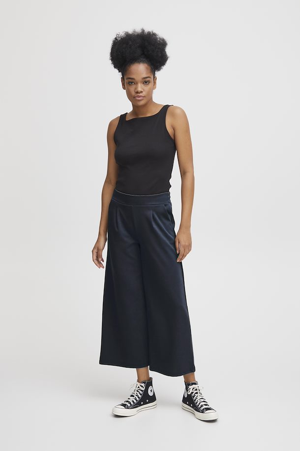 Ichi IHKate Wide Leg Cropped Pants-Total eclipse