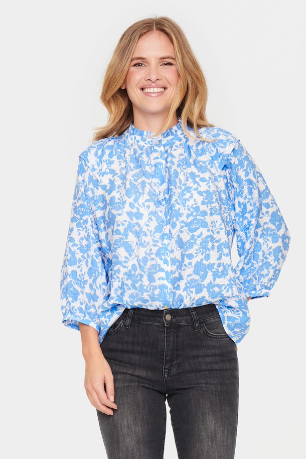 Saint Tropez Daphne Shirt- Ultramarine Porcelain Bloom