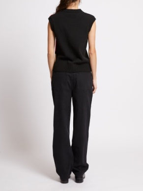French Connection Varli Colour Blocking Knit Vest – Black Flame Camel