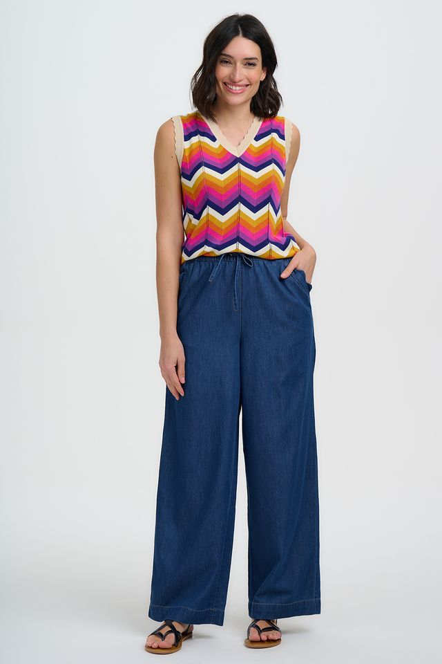 Sugarhill Brighton Rosy Knit Vest-Multi Sunset Chevron