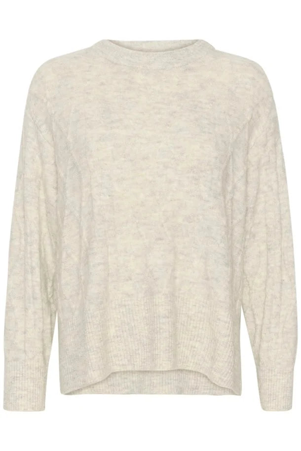 Soaked In Luxury Rakel Cable Pullover- White Grey Melange