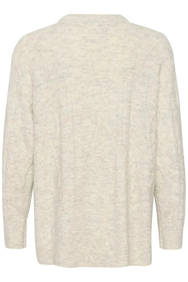 Soaked In Luxury Rakel Cable Pullover- White Grey Melange