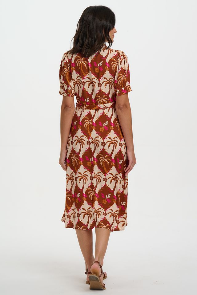 Sugarhill Brighton Penelope Midi Shirt Dress- Browns, Palm Waves Tile