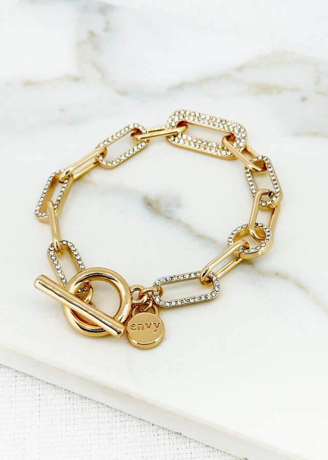 Envy Gold Chain Link Bracelet with Crystal Detail