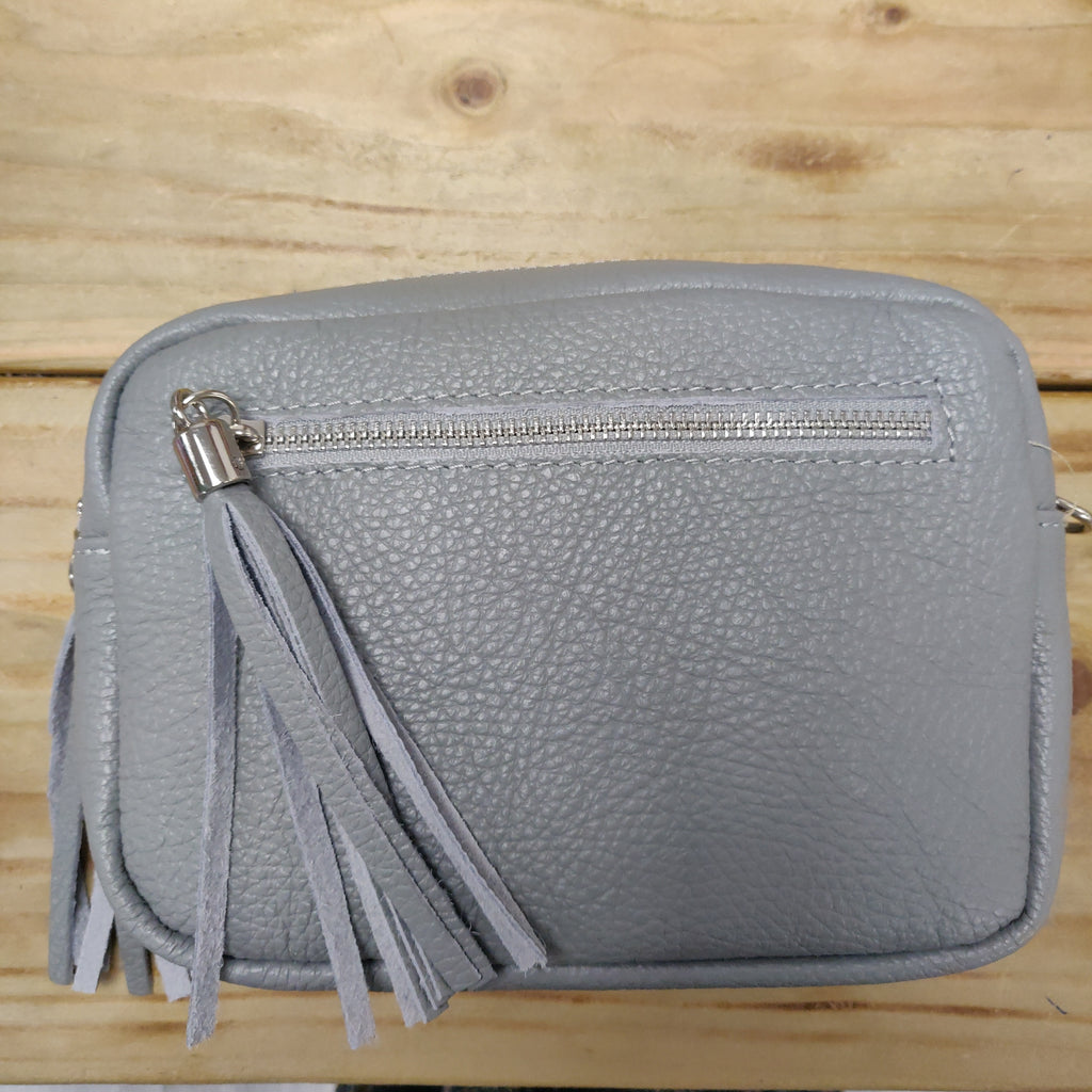 Italian Leather Light Grey Bag