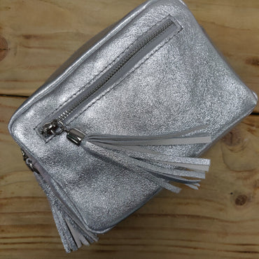 Italian Leather Silver Bag