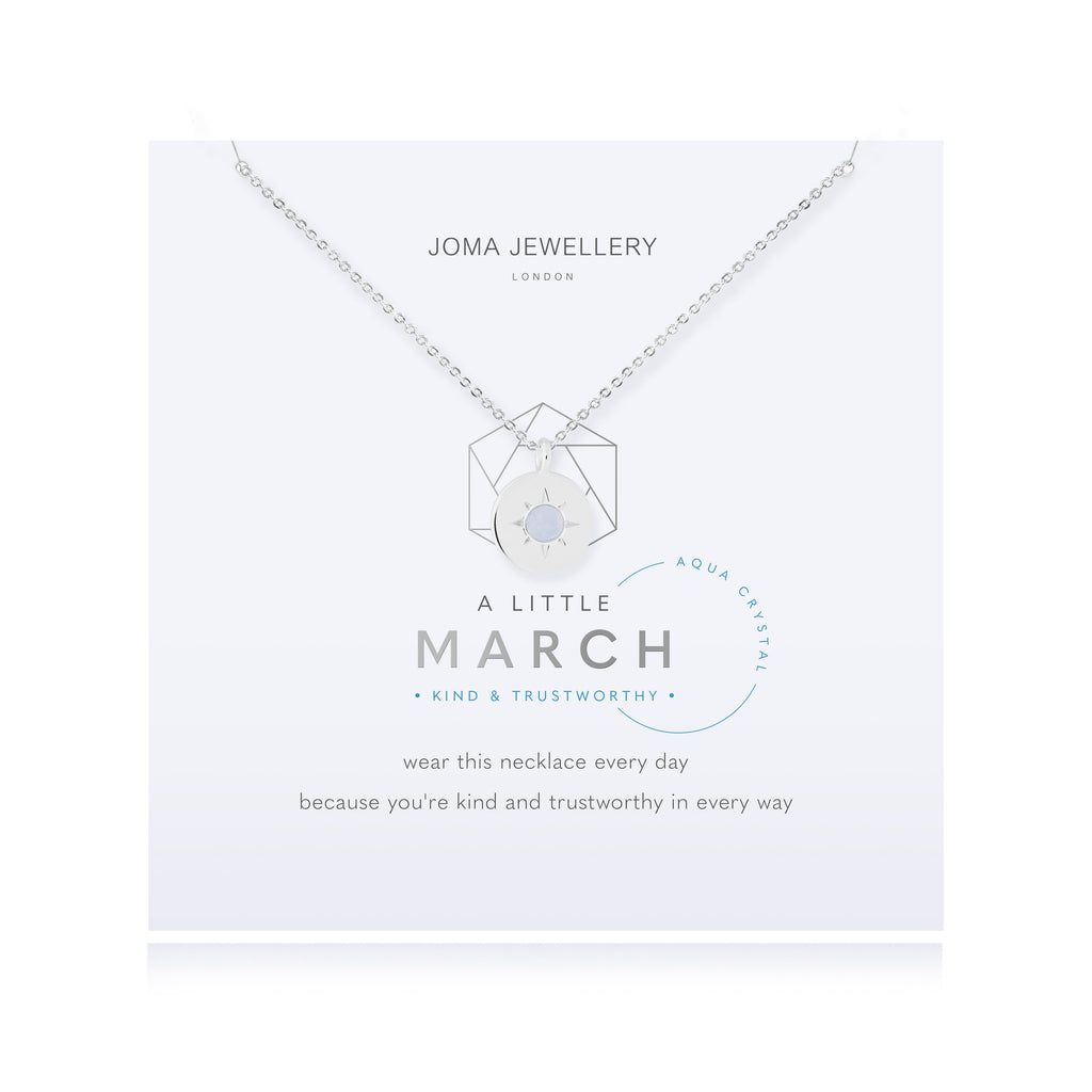 Joma Jewellery Birthstone a little Necklace March Aqua Crystal