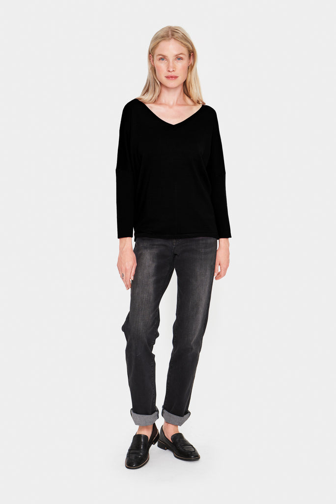 Saint Tropez Mila V-Neck Pullover Black