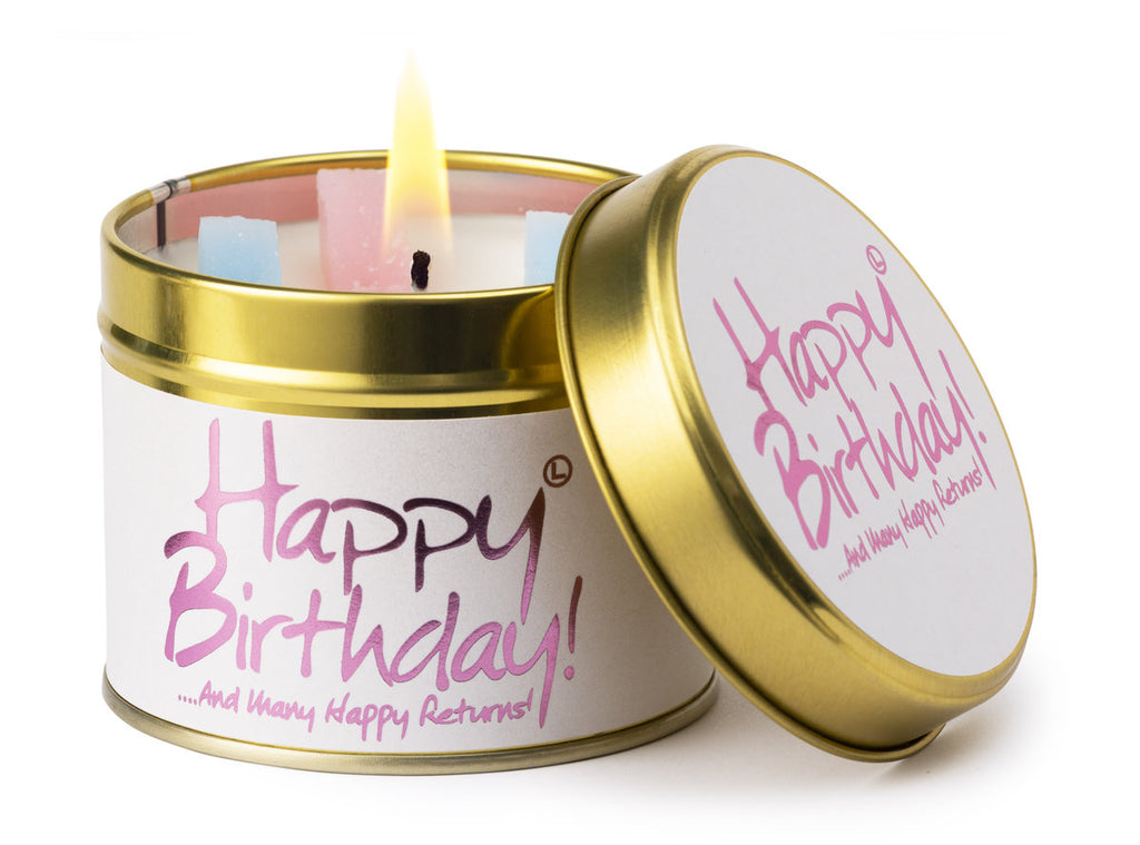 Lily Flame Candle Tin - Happy Birthday