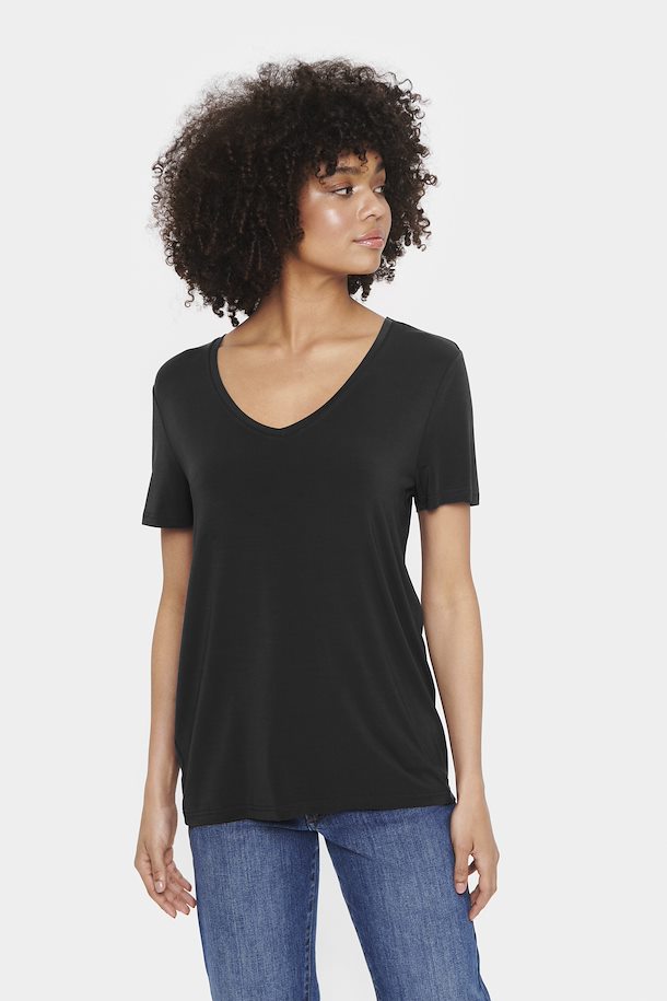 Saint Tropez Adelia Black V Neck T-Shirt