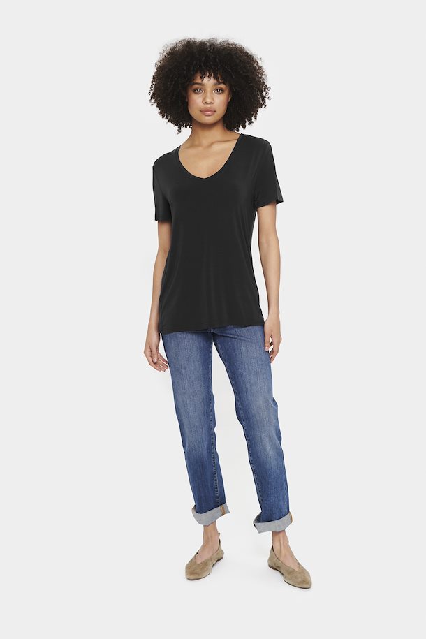 Saint Tropez Adelia Black V Neck T-Shirt