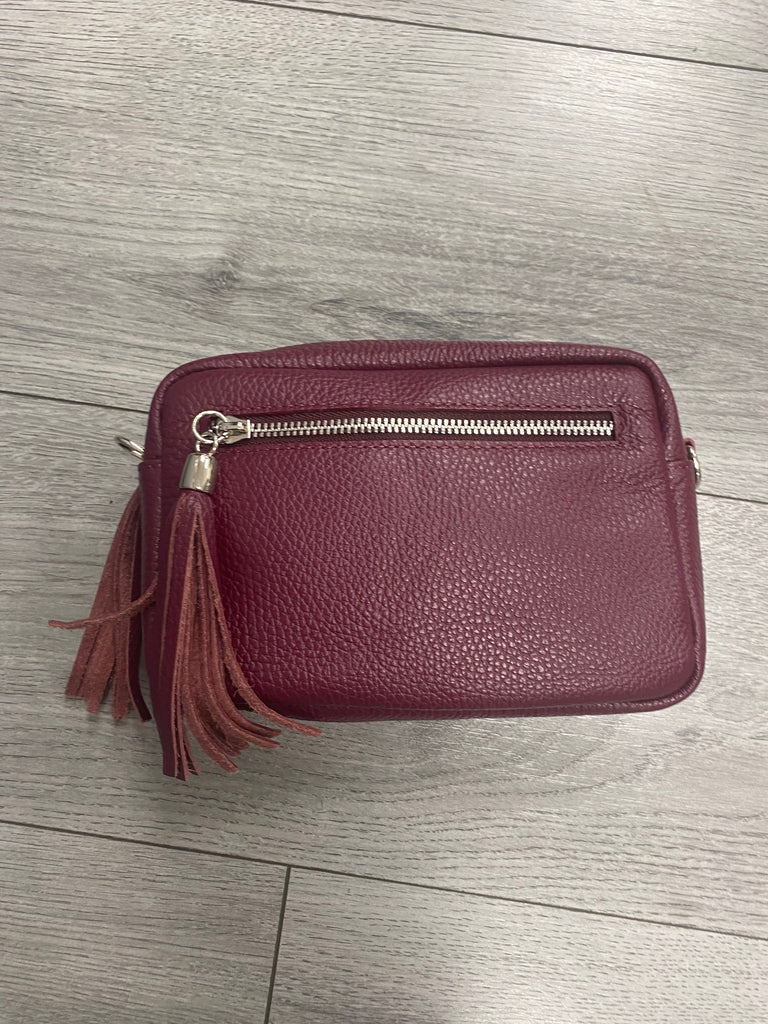 Italian leather bag- plum