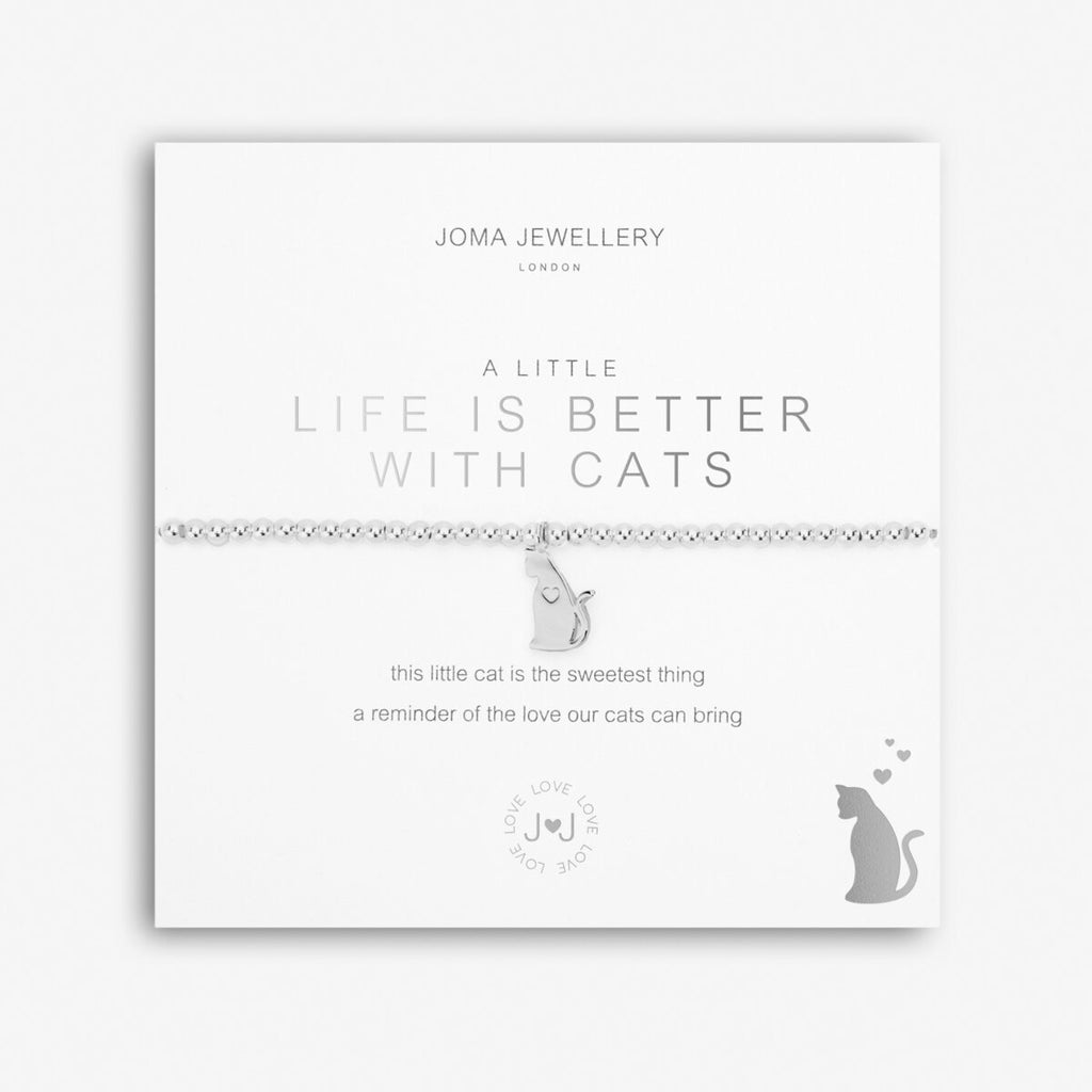 Joma Jewellery A LITTLE 'LIFE IS BETTER WITH CATS' BRACELET