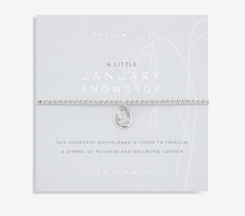 Joma Jewellery- Birthflower A Little January Bracelet -Snowdrop