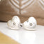POM silver heart stud earrings